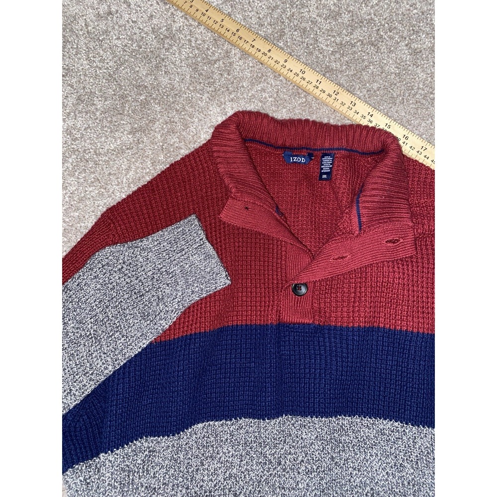 IZOD Aztec‎ Color-way Pullover Mens XXL Blue Red Gray Acrylic Knit Sweater Dad